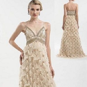 NWT Sue Wong Champagne Long Evening Dress Size 6